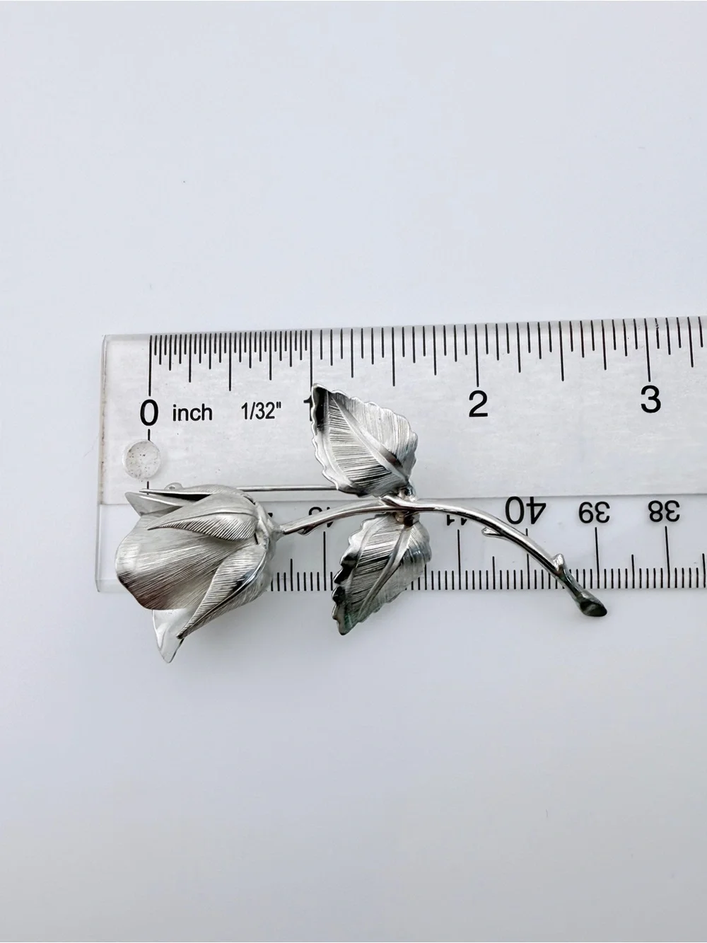 Vintage Giovanni Brushed Silver Rose Brooch Pin